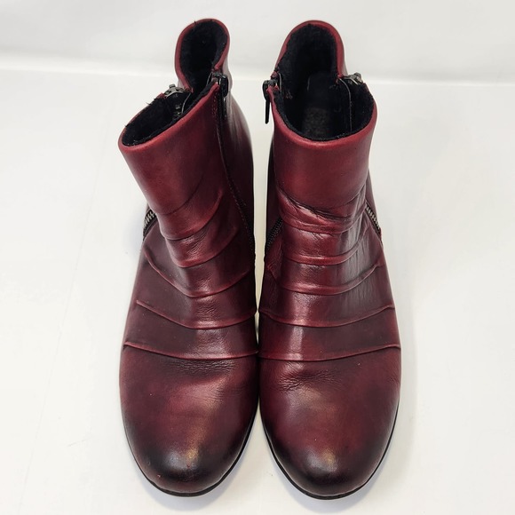 Remonte Womens Fleece Lined Burgundy Leather Ankle Boots Booties Size 40 US 8.5 - Picture 2 of 10